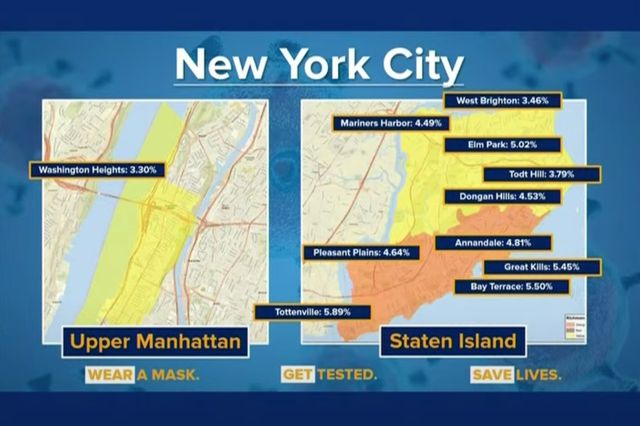 A screenshot of upper Manhattan and Staten Island zones as of Monday November 23rd, 2020